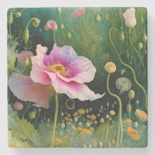Rosa Flower-presentlåda Stenunderlägg