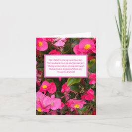 Rosa Flower Proverbs 31:28-29 Bible Verse Kort