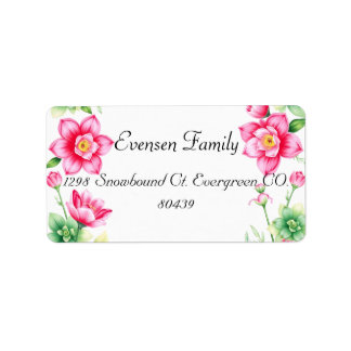 Rosa Flower Return-adressetikett Adressetikett