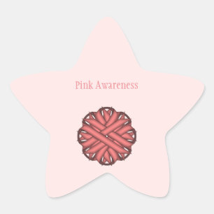 Rosa Flower Ribbon av Kenneth Yoncich Stjärnformat Klistermärke