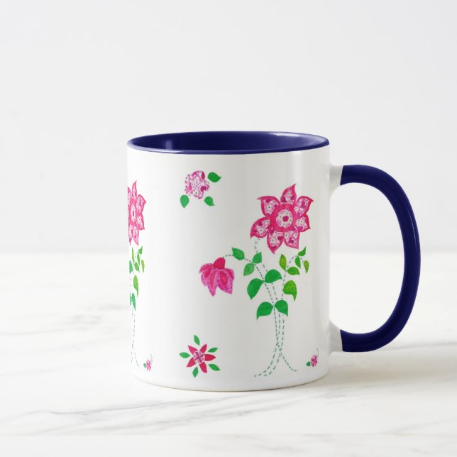 Rosa Flower Ringer Mugg (Höger)