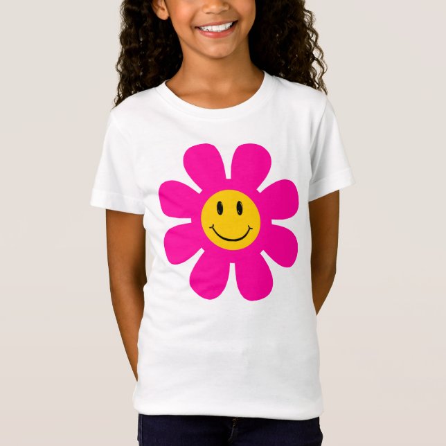 Rosa Flower Smiling Ansikte Tee (Framsida)