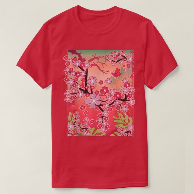 Rosa Flower Söt Sakura Älskare japansk Cherry Bl T Shirt (Design framsida)