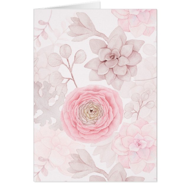 Rosa Flower Succulation Illustration Summer Mönste Hälsningskort (Framsidan)
