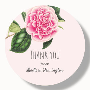 Rosa Flower Tack Classic Round Sticker Runt Klistermärke