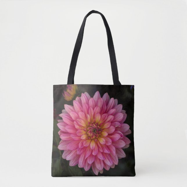 Rosa Flower Tote Bag Tygkasse (Framsida)
