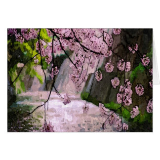 Rosa Flower Träd Hälsningskort