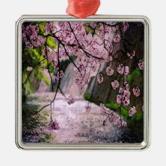 Rosa Flower Träd Julgransprydnad Metall