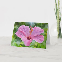 Rosa Flower Tropical Hibiscus Blommigt Art Note Ca Kort