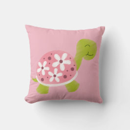 Rosa Flower Turtle Dekorativ kudde