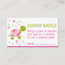 Rosa Flower Turtle Diaper Raffle Tilläggskort