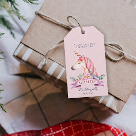 Rosa Flower Unicorn Girl Birthday Gift Presentetikett