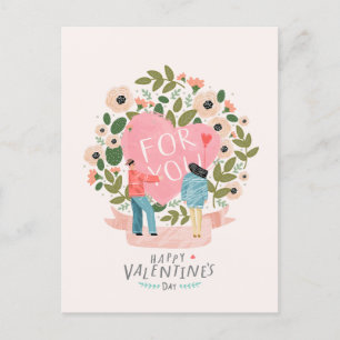 Rosa Flower Valentine Helg Vykort