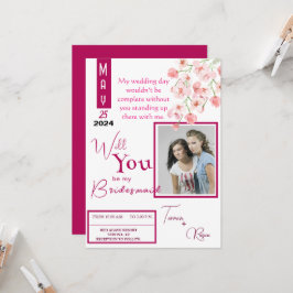 Rosa Flower vin Inbjudningar