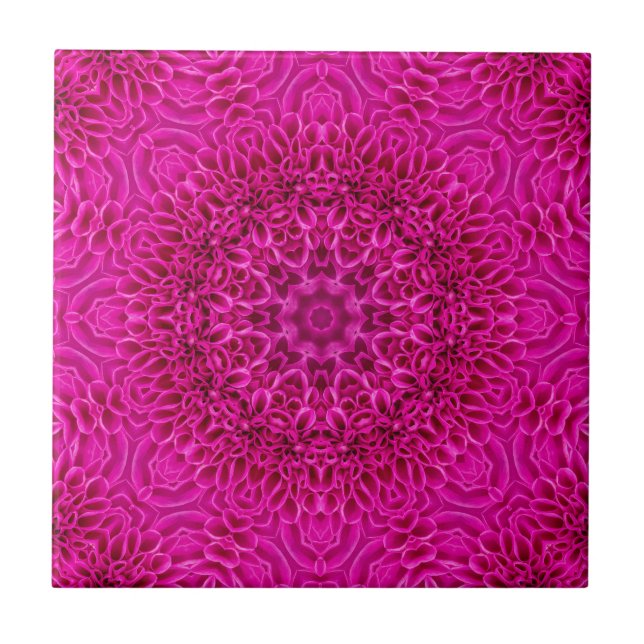 Rosa Flower Vintage Fractal Kaleidoscope Kakelplatta (Framsidan)