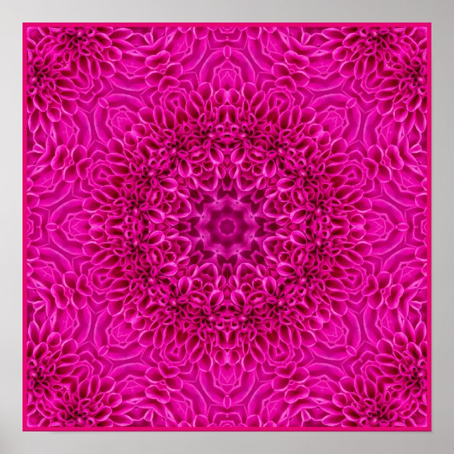 Rosa Flower Vintage Fractal Kaleidoscope Poster (Framsidan)