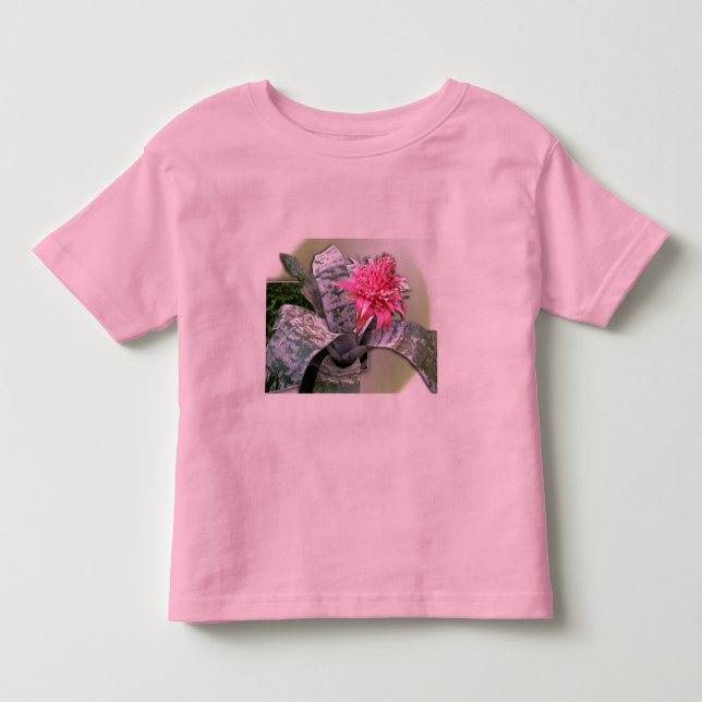 Rosa Flowered Bromeliad Tee Shirt (Framsida)