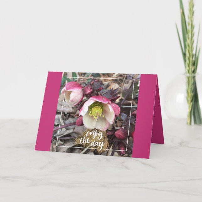 ROSA FLOWERED MORS DAG HÄLSNING KORT (Framsida)