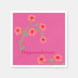 Rosa Flowered Napkins Pappersservett