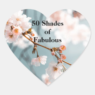 Rosa Flowers 50 Shades of Fabulous Heart Sticker Hjärtformat Klistermärke