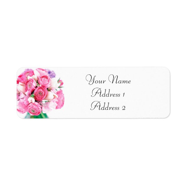 Rosa Flowers Adressetiketter Returadress Etikett (Framsidan)