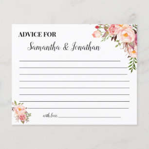 Rosa Flowers Advice for Lycklig Couple Shower Card Flygblad
