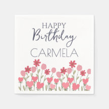 Rosa Flowers and Hearts Födelsedagsfest