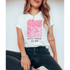Rosa Flowers and Rosett band Breast Cancer Month T Shirt
