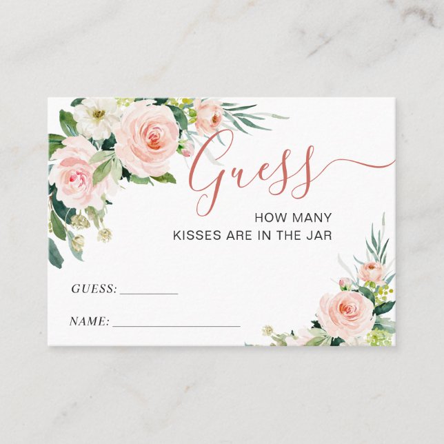 Rosa  Flowers anger hur många spelkort Visitkort (Framsida)