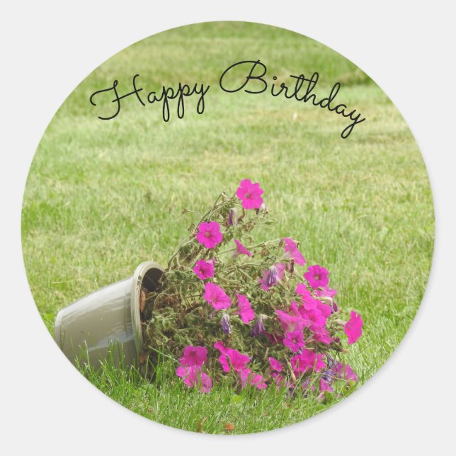 Rosa Flowers *anpassa sig* Runt Klistermärke (Framsida)