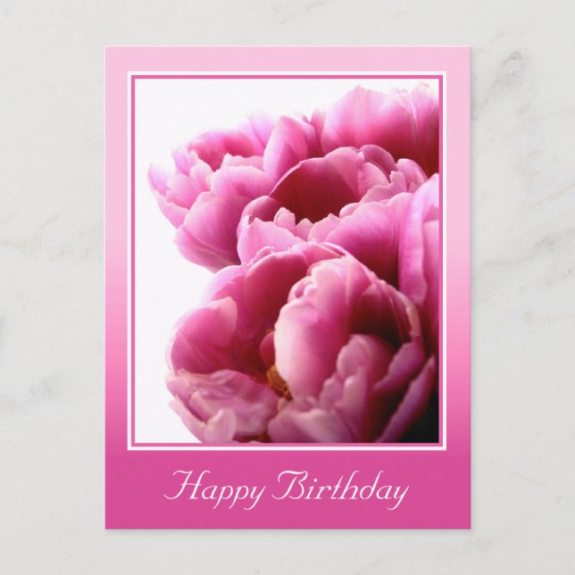 Rosa Flowers Anpassningsbar Birthday Card Vykort (Framsida)