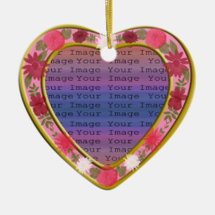 Rosa Flowers Anpassningsbar Heart Ornament
