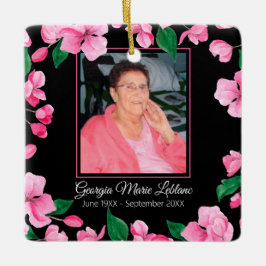 Rosa Flowers Anpassningsbar Memorial Keepsak Julgransprydnad Keramik