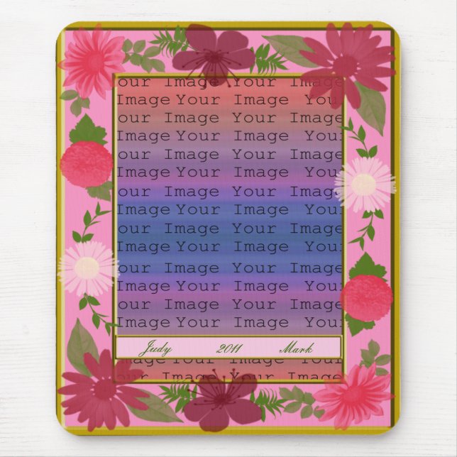 Rosa Flowers Anpassningsbar Mouse Pad Musmatta (Framsidan)