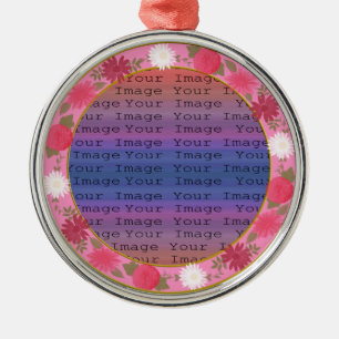Rosa Flowers Anpassningsbar Round Silver Ornament