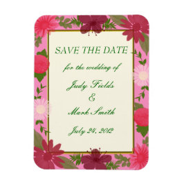 Rosa Flowers Anpassningsbar Spara datum magneter