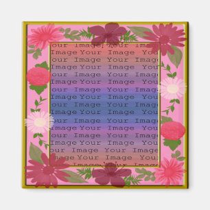 Rosa Flowers Anpassningsbar Square Magnet