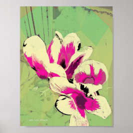 Rosa Flowers av Ohio-konstnären Sång Zeock Poster