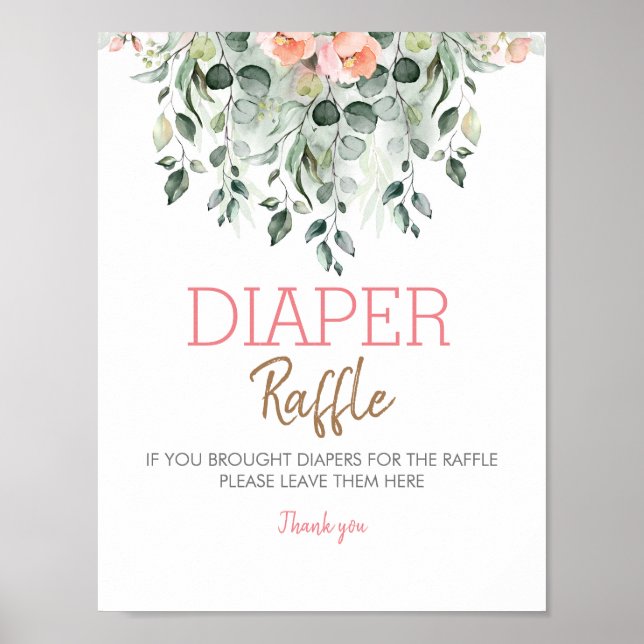 Rosa Flowers Baby Shower Full Anpassade-tecken Poster (Framsidan)