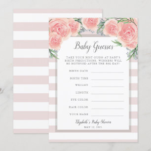 Rosa Flowers Baby Shower-spel Inbjudningar