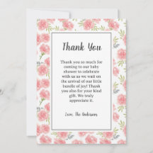 Rosa Flowers Baby Shower - tackkort