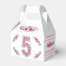 Rosa Flowers Big 5th Birthday Girl Grönt Foliage Presentaskar