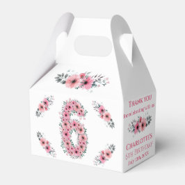 Rosa Flowers Big 6e Birthday Girl Grönt Foliage Presentaskar