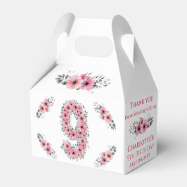 Rosa Flowers Big 9th Birthday Girl Grönt Foliage Presentaskar