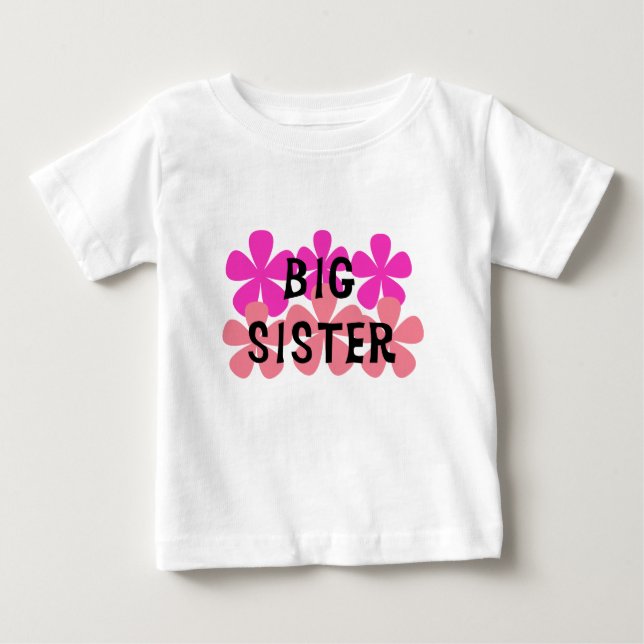 Rosa Flowers Big Sister T-shirts och Gifts (Framsida)