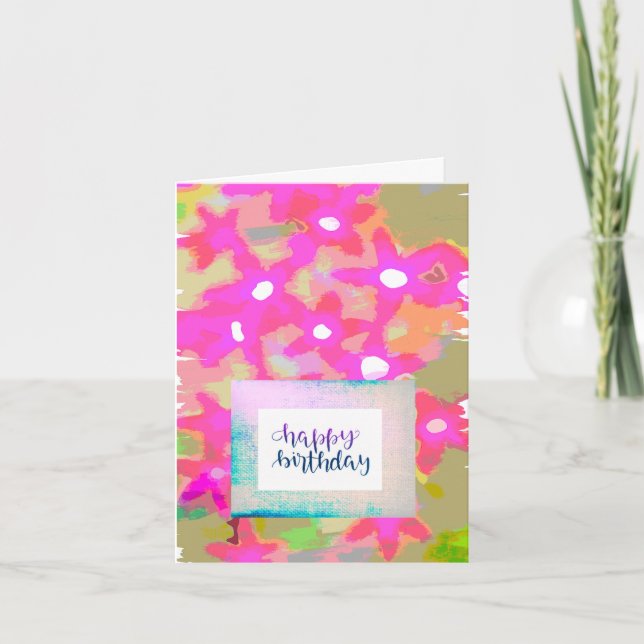 ROSA FLOWERS BIRTHDAY CARD TACK KORT (Framsida)