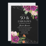 Rosa Flowers Black Back 50:e Födelsedagsfesten Inbjudningar<br><div class="desc">Rosa Flowers Black Back 50th Födelsedagsfest inbjudan Se matchningssamling i Niche and Nest Store</div>