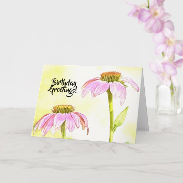 Rosa Flowers Blommigt Art Birthday Card Kort (Orkide)