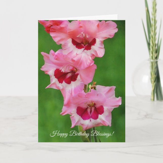 Rosa Flowers Blommigt Art Faith Birthday Card Kort (Framsida)