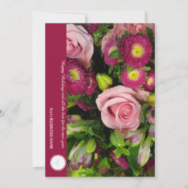 ROSA FLOWERS BLOMMIGT BOUQUET HELGDAG Business JUL Julkort